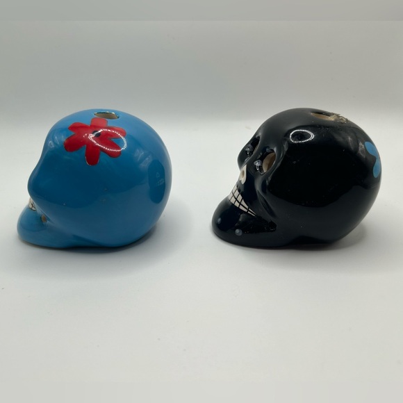 💀Dia de los Muertos Day of the Dead Set 2 Decorative Ceramic Skulls Calaveras - Picture 5 of 9